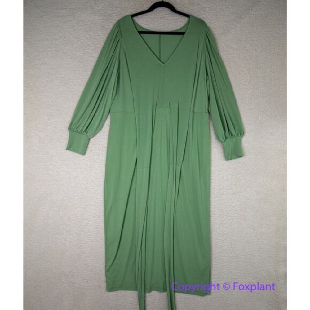New! Eloquii green long sleeve cross‎ front V neck dress, size 14/16